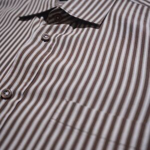 Bugatchi Uomo Men’s XL Size Brown White Stripped Long Sleeve Casual